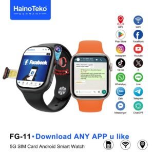 HainoTeko FG-11 Android Watch ذاكرة 64 جيجا , ذاكرة وصول عشوائي 4 جيجا, كاميرا 12MP قابلة للدوران 180°، مع دعم متجر Google play للتطبيقات، إتصال (Wi-Fi)،