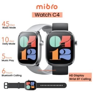 اشترِ ساعة Mibro C4 الذكية بشاشة 2.01 بوصة HD، مكالمات بلوتوث، أكثر من 100 وضع رياضي، متابعة نبضات القلب وSpO₂، بطارية تدوم حتى 10 أيام وضمان محلي لمدة سنة.