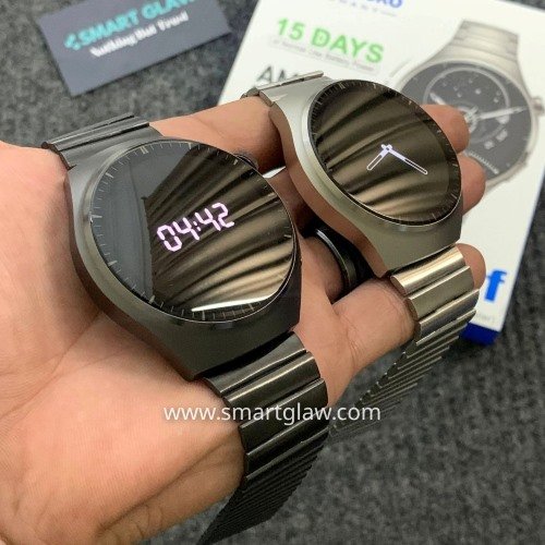 شاشة أموليد عالية الدقة كيرف بمقاس 1.54 بوصة، إجراء والرد على المكالمات،إلتقاط الصور من الساعة، دعم Always On Display، خلفيات متحركة.