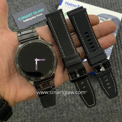 Haino Teko-33 WaterProof شاشة أموليد عالية الدقة بمقاس 1,43بوصة، إجراء والرد على المكالمات، اشعارات التطبيقات، إلتقاط الصور من الساعة، دعم Always On Display