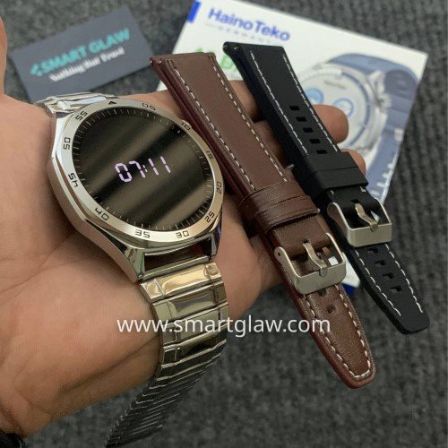 Haino Teko-33 WaterProof شاشة أموليد عالية الدقة بمقاس 1,43بوصة، إجراء والرد على المكالمات، اشعارات التطبيقات، إلتقاط الصور من الساعة، دعم Always On Display