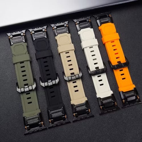 ستراب Titanium TPU فاخر متوافق مع Apple Watch مقاسات 42/44/45/46/49mm، بالإضافة إلى الساعات الذكية الكوبي، تصميم قوي ومريح ومقاوم للماء والعرق.