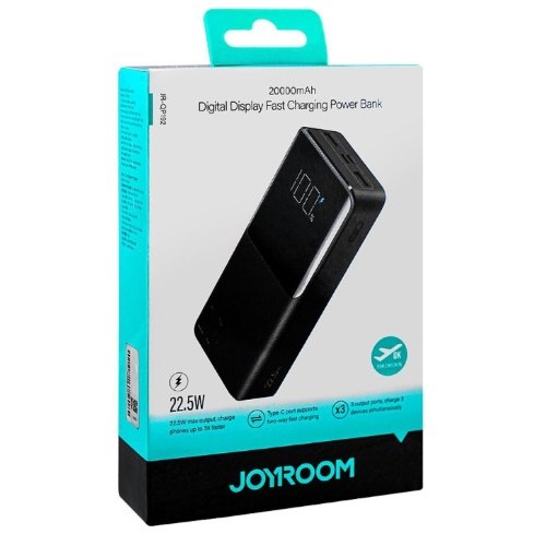 اشتري باور بانك JOYROOM JR-QP192 20000mAh مع شحن سريع 22.5W ودعم PD وQC، وشحن 3 أجهزة في نفس الوقت، مع شاشة LED ونظام حماية متكامل وضمان جودة.