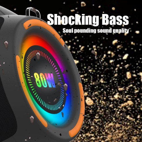 Kisonli K26 RGB Music Speaker مكبر صوت بلوتوث بسعة بطارية 6000mAh. تصميم لأداء صوتي عالي الجودة، اتصال لاسلكي، يدعم AUX-TF-USB، إضاءة RGB، بقوة 80W.