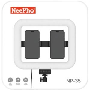 رينج لايت Neepho NP-35 LED بحجم 35 سم مع إضاءة متعددة الألوان LEG، تحكم كامل في السطوع، دوران 360° ومناسبة للبث المباشر وصناعة المحتوى والتصوير الاحترافي.