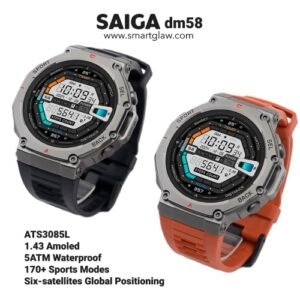 اشتري ساعة SAIGA DM58 Smart Watch الذكية بشاشة AMOLED وGPS مدمج ومقاومة للماء 5ATM مع دعم المكالمات والأنشطة الرياضية وبطارية تدوم لفترة طويلة.