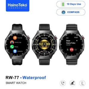 Haino Teko RW-77 WaterProof شاشة أموليد عالية الدقة بمقاس 1.53 بوصة، إجراء والرد على المكالمات، إلتقاط الصور من الساعة، البحث عن الموبايل والساعة، دعم Nfc.