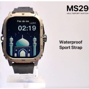 JSYES MS29 Smart Watch شاشة عالية الدقة بمقاس 2.01 بوصة، إجراء والرد على المكالمات، إلتقاط الصور من الساعة، توقيت 12 ساعة أو 24 ساعة، تتوافق Android و iOS.