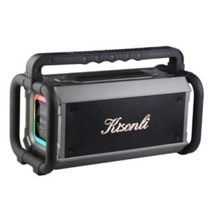 Kisonli K9 RGB Music Speaker مكبر صوت بلوتوث بسعة بطارية 8000mAh. تصميم لأداء صوتي عالي الجودة، اتصال لاسلكي، يدعم AUX-TF-USB، إضاءة RGB، بقوة 80W.