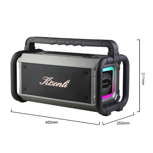 Kisonli K9 RGB Music Speaker مكبر صوت بلوتوث بسعة بطارية 8000mAh. تصميم لأداء صوتي عالي الجودة، اتصال لاسلكي، يدعم AUX-TF-USB، إضاءة RGB، بقوة 80W.