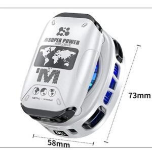 احصل على تبريد قوي لهاتفك مع مبرد METRO-XAMINE المزود بتقنية Semiconductor Cooling وبطارية 2000mAh وشاشة رقمية وإضاءة RGB، مناسب للألعاب والبث المباشر.