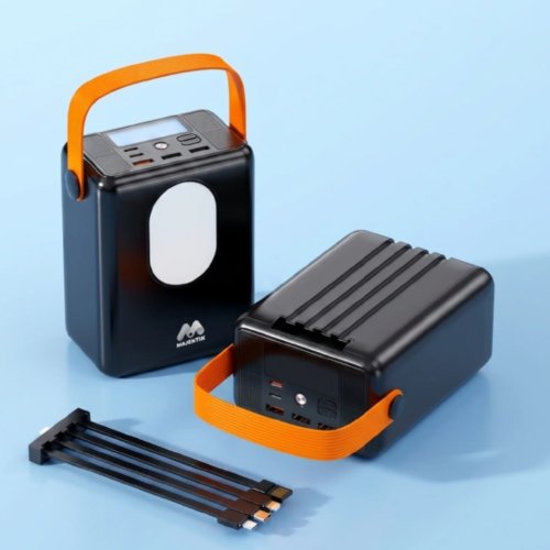 باور بانك Majentik MJ-36 80000mAh Powerbank وشحن سريع 22.5W PD، مزود بكابلات مدمجة وشاشة LED وكشافين مدمجين. مع أنظمة حماية متكاملة وضمان سنة من الوكيل.