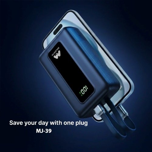 اشتري باور بانك Majentik MJ-39 بسعة 30000mAh وشحن سريع PD 22.5W. تصميم صغير الحجم مع كابلات مدمجة Type-C وLightning وأنظمة حماية ذكية وضمان سنة من الوكيل.