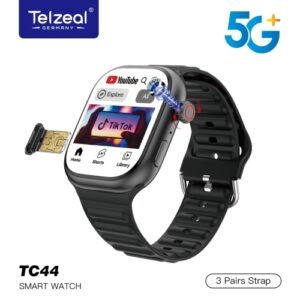 Telzeal TC44 Android Smartwatch ذاكرة 64 جيجابايت, ذاكرة وصول عشوائي 6 جيجابايت,كاميرا 8MP قابلة للدوران 180 متجر Google play للتطبيقات، إتصال (Wi-Fi)،