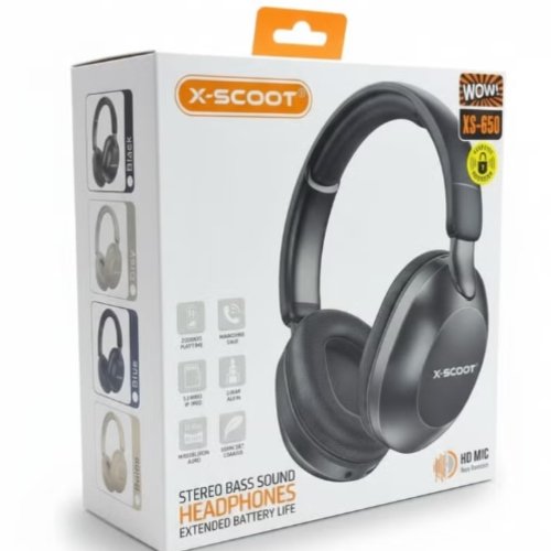 شتري X-SCOOT XS-650 Headphone بصوت Hi-Res ومشغلات 40mm، وميكروفون HD، ودعم Bluetooth وTF Card وAUX، مع بطارية حتى 8.5 ساعات وشحن USB-C، بأفضل سعر في مصر