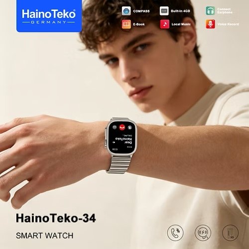 ساعة Haino Teko-34 مع ثلاثة أساور سيليكون ومعدن